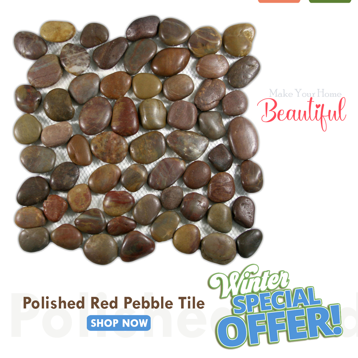 Polished Wine Pebble Tile